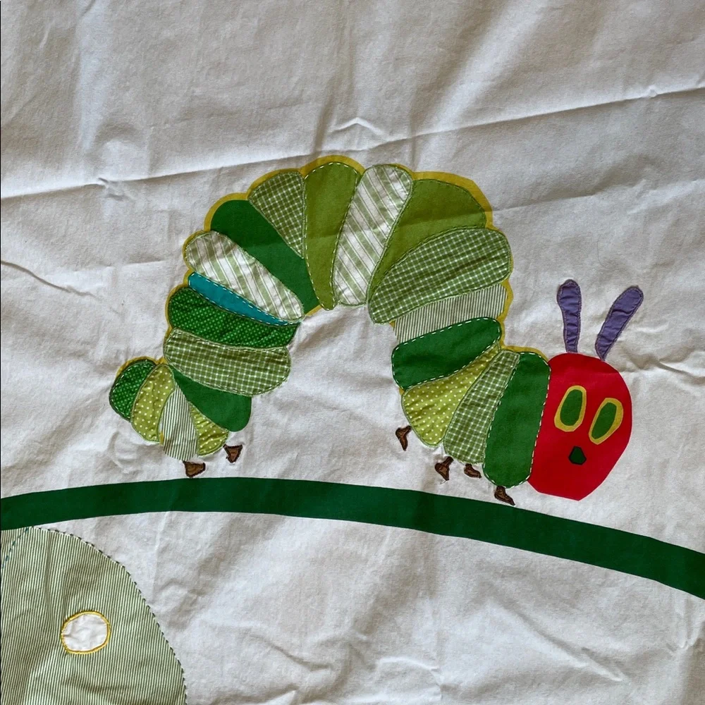RARE Pottery Barn Kids The Very Hungry Caterpillar shower curtain & hooks